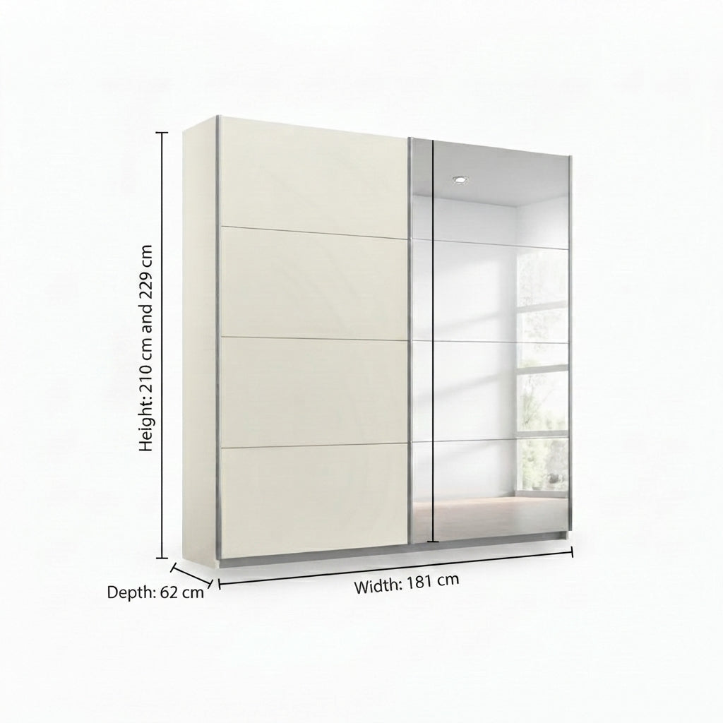 Rauch Impulse 2 Door 1 Mirror Door Sliding Wardrobe 181cm in Champagne Dimensions