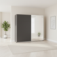 Rauch Impulse 2 Door 1 Mirror Door Sliding Wardrobe 226cm in Metallic Grey styled in a modern room