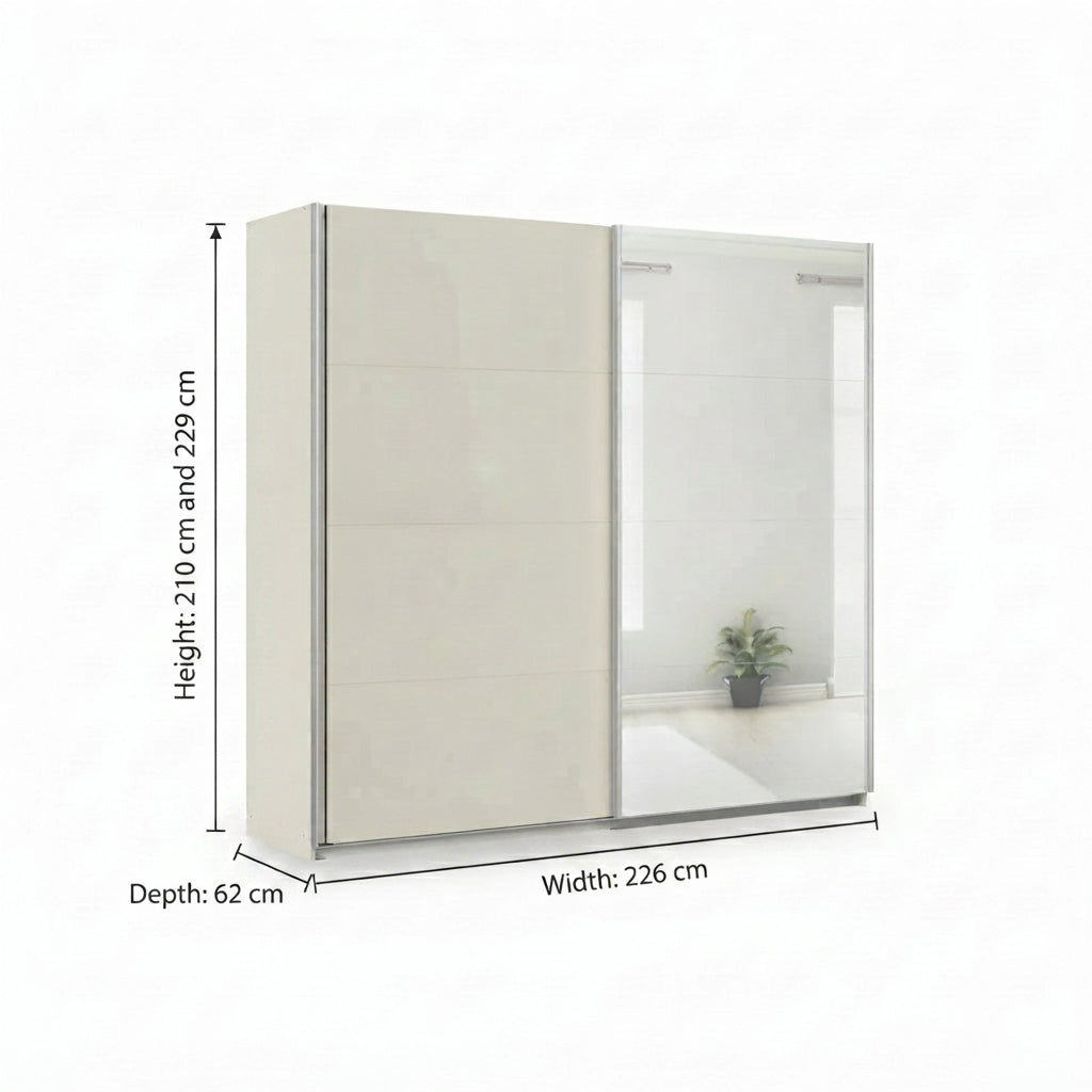 Rauch Impulse 2 Door 1 Mirror Door Sliding Wardrobe 226cm in Champagne Dimensions