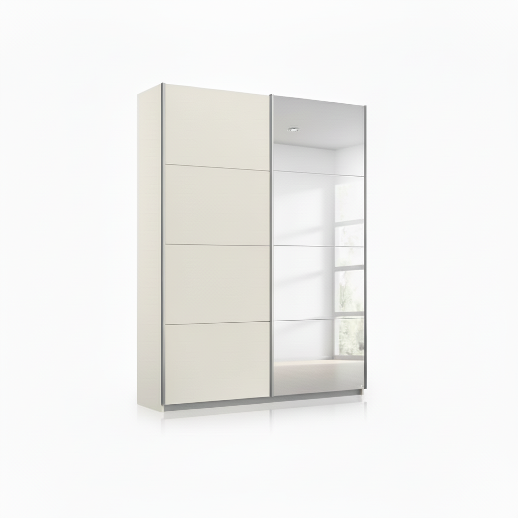 Rauch Impulse 2 Door 1 Mirror Door Sliding 136cm Wardrobe in Champagne 