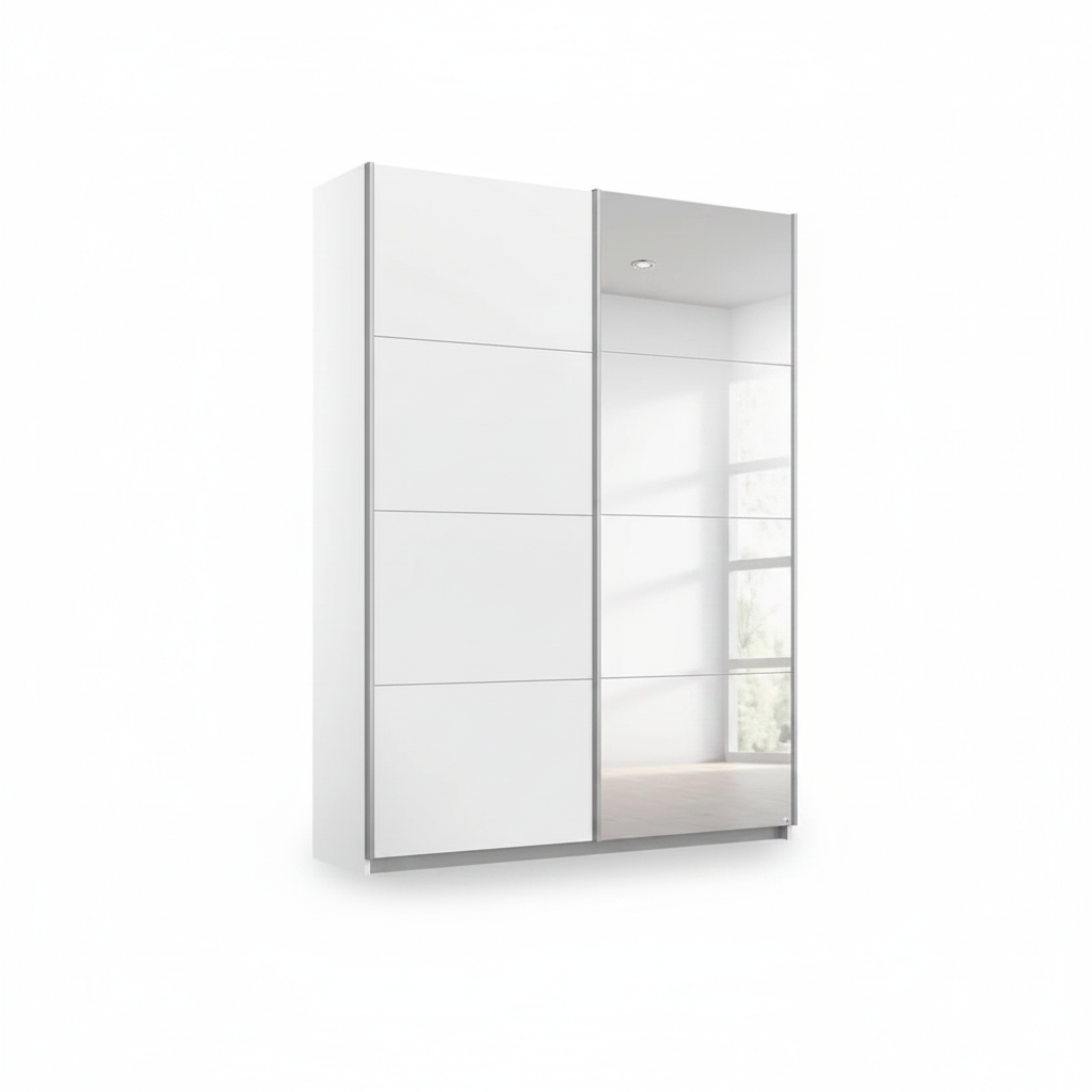 Rauch Impulse 2 Door 1 Mirror Door Sliding 136cm Wardrobe in White
