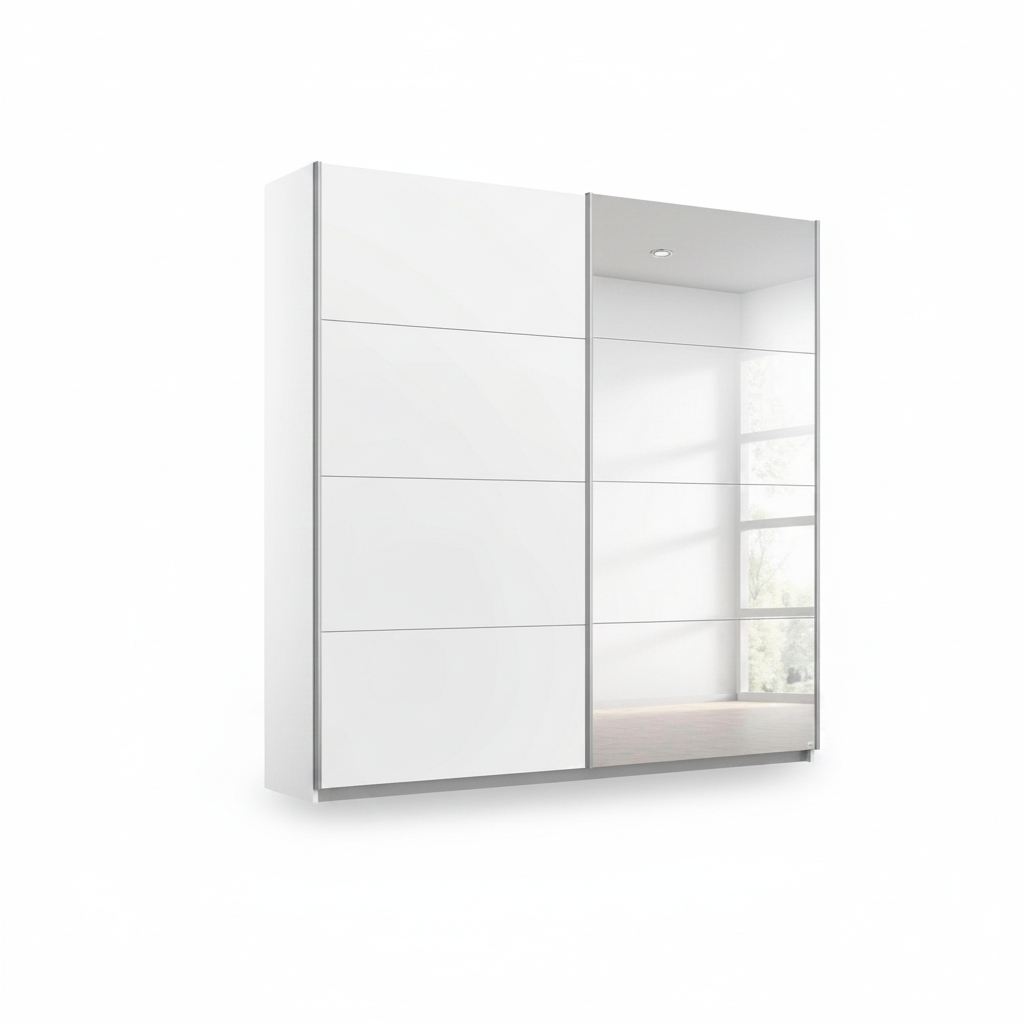 Rauch Impulse 2 Door 1 Mirror Door Sliding 181cm Wardrobe in White
