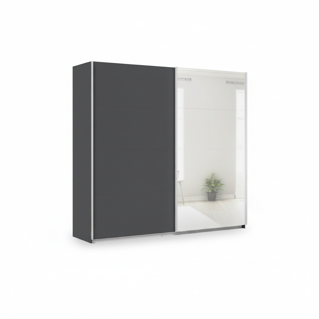 Rauch Impulse 2 Door 1 Mirror Door Sliding 181cm Wardrobe in Metallic Grey