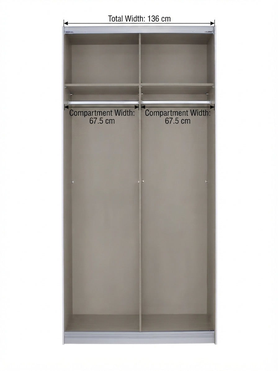 Rauch Impulse 2 Door Sliding Wardrobe Internal compartments