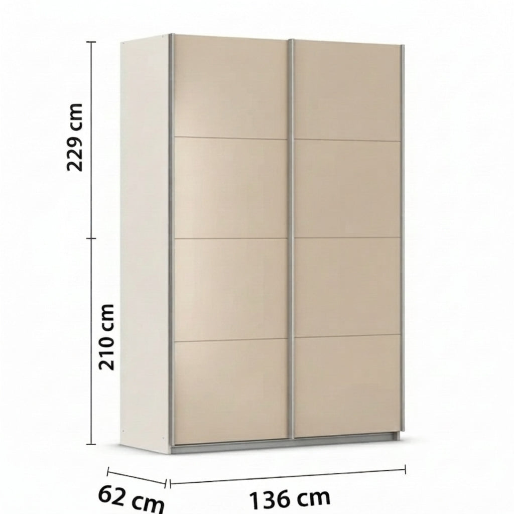 Rauch Impulse 2 Door Sliding Wardrobe in Champagne Dimensions