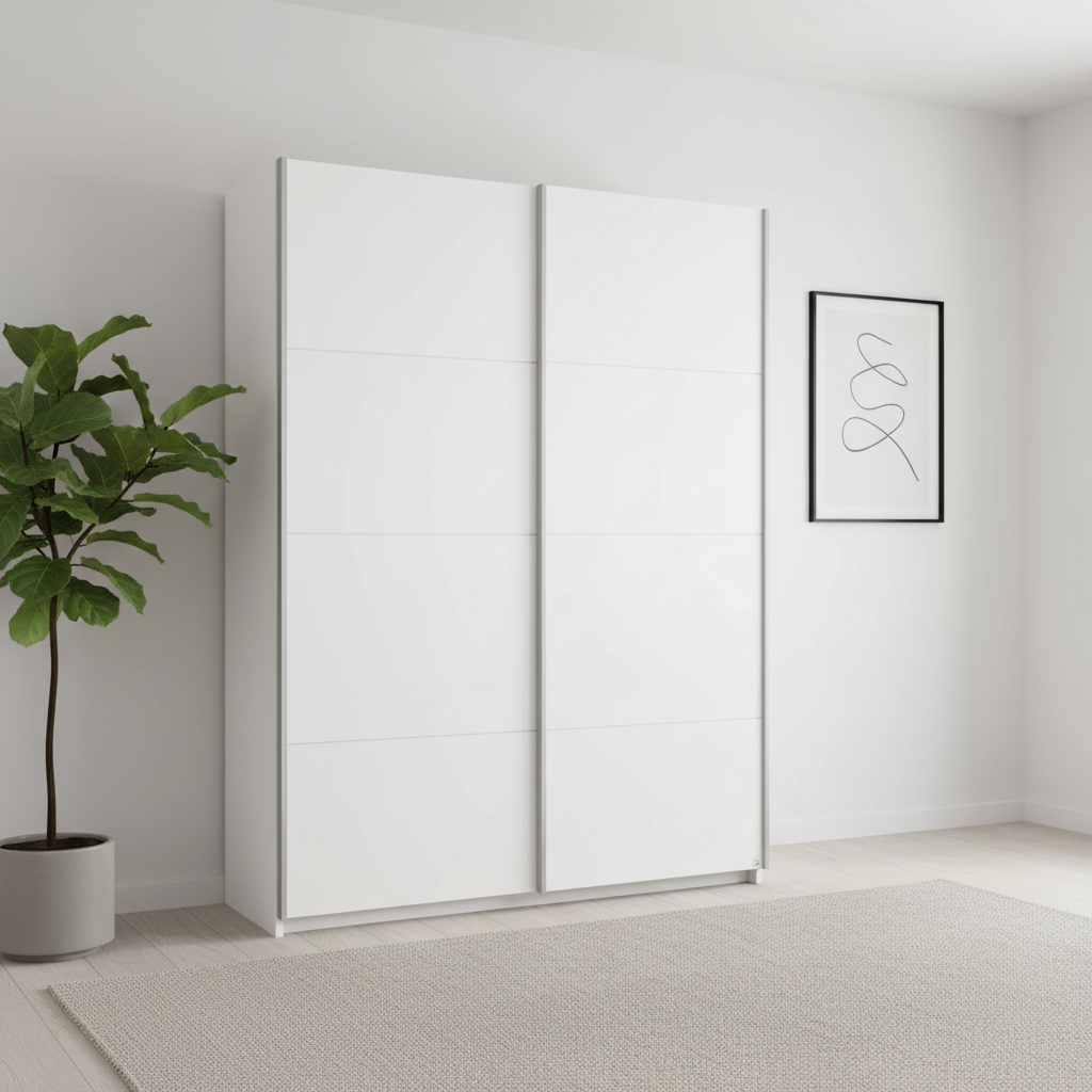 Rauch Impulse 2 Door Sliding Wardrobe in White styled in a modern room