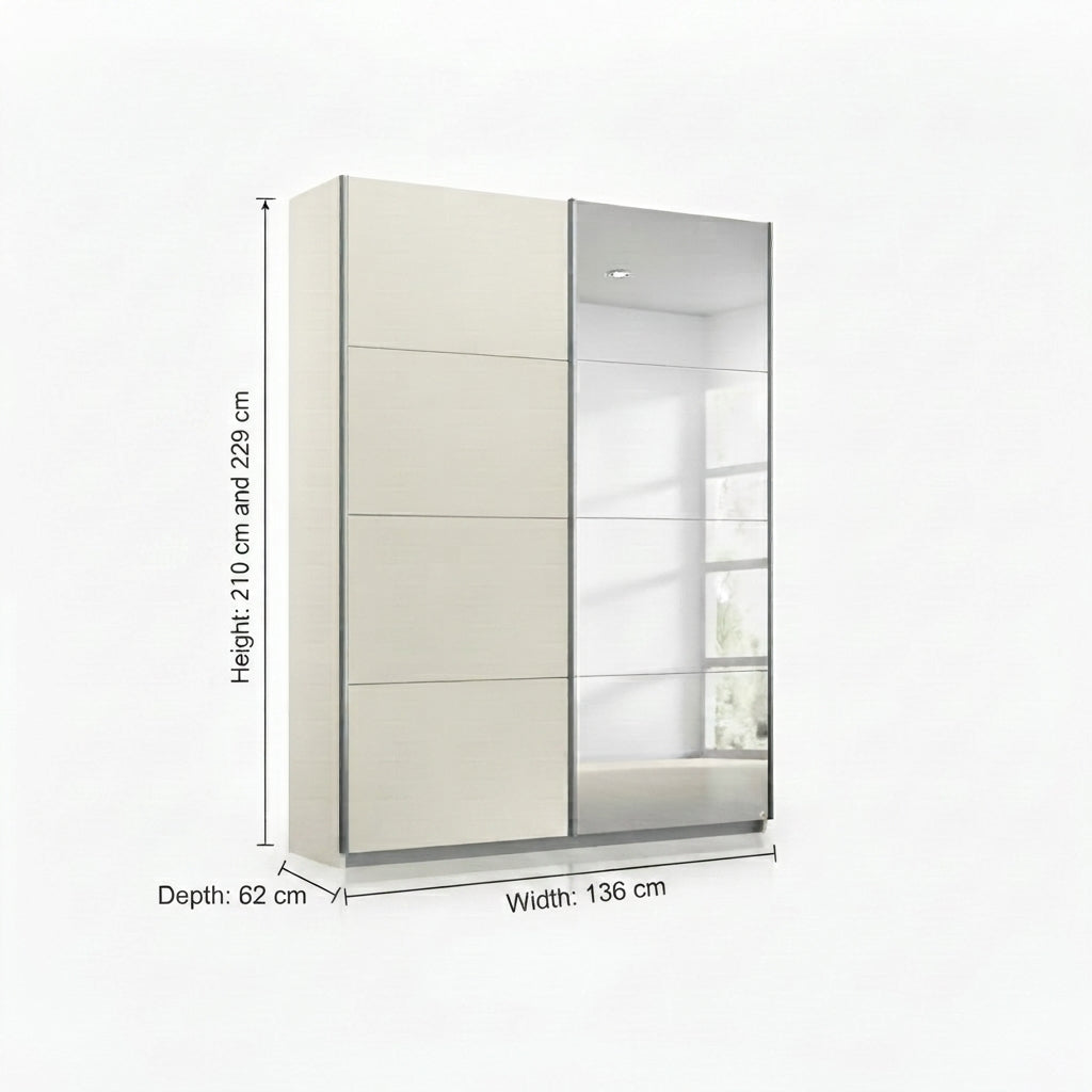 Rauch Impulse 2 Door 1 Mirror Door Sliding Wardrobe in Champagne Dimensions