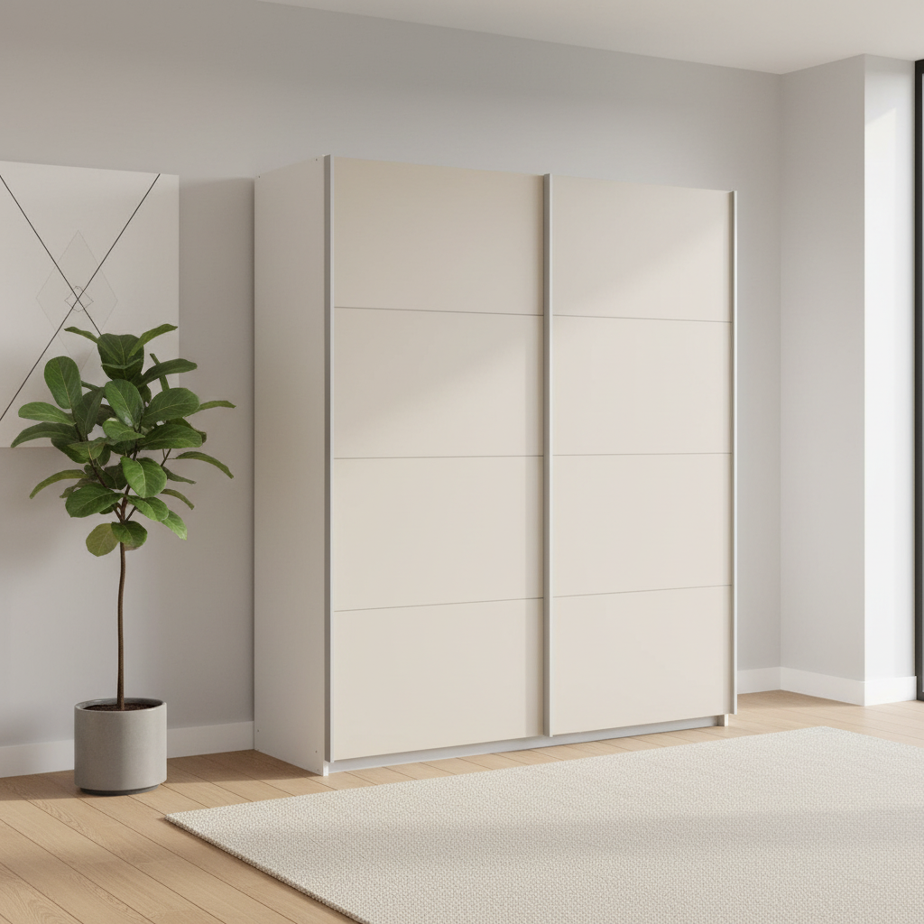 Rauch Impulse 2 Door Sliding Wardrobe 181cm  in Champagne styled in a modern room