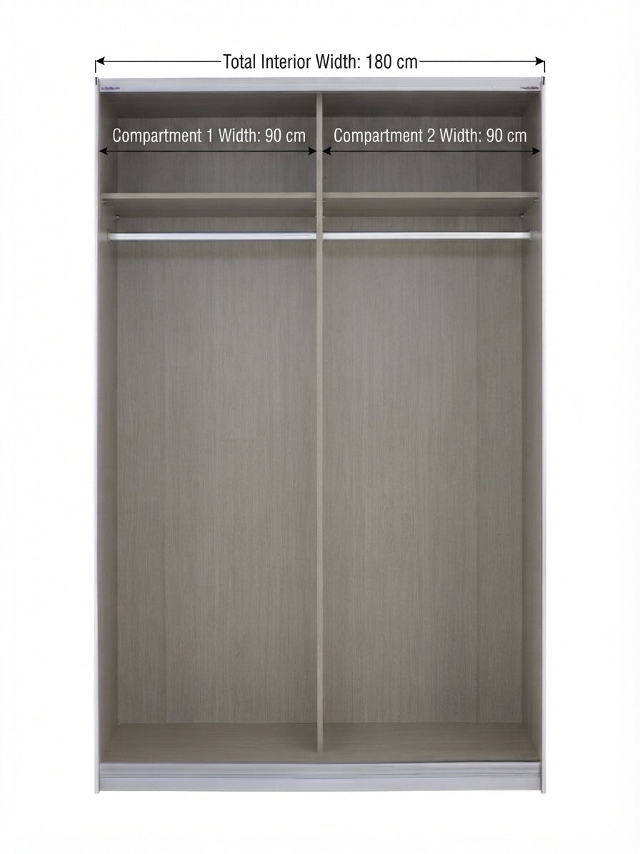 Rauch Impulse 2 Door Sliding Wardrobe 181cm  Internal Compartments