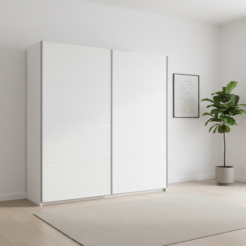 Rauch Impulse 2 Door Sliding Wardrobe 181cm  in White styled in a modern room