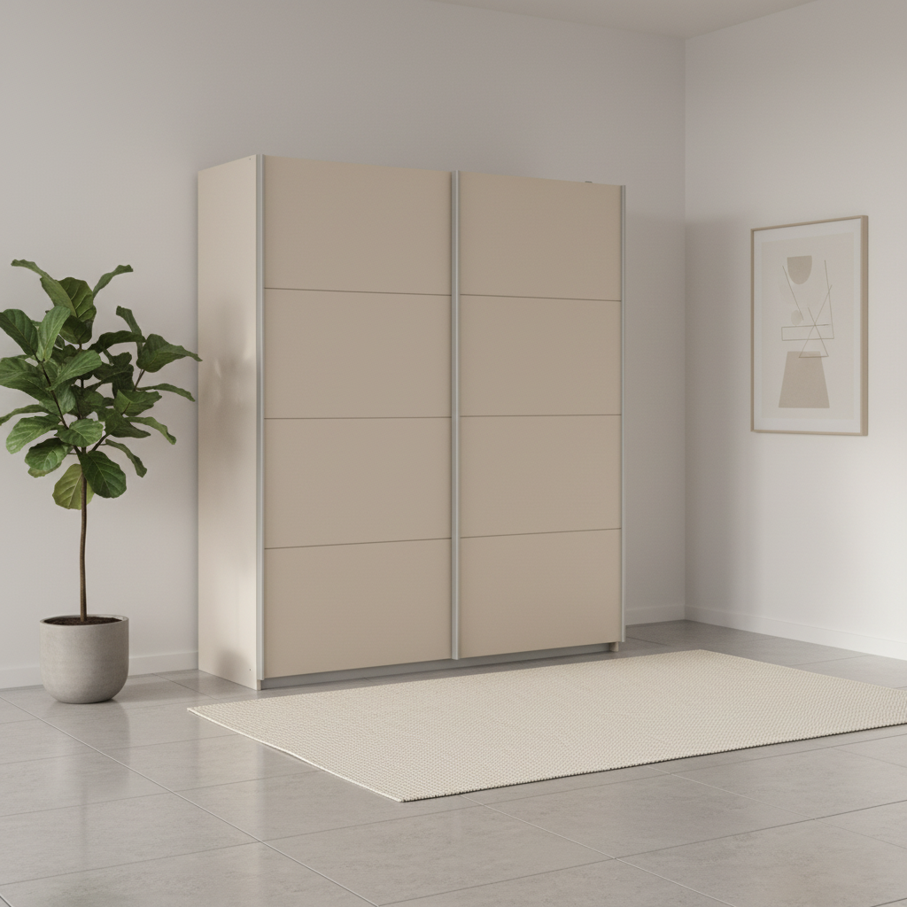 Rauch Impulse 2 Door Sliding Wardrobe 226cm  in Champagne styled in a modern room