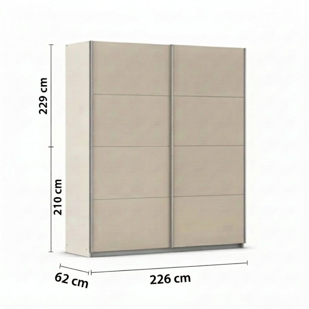 Rauch Impulse 2 Door Sliding Wardrobe 226cm  in Champagne Dimensions