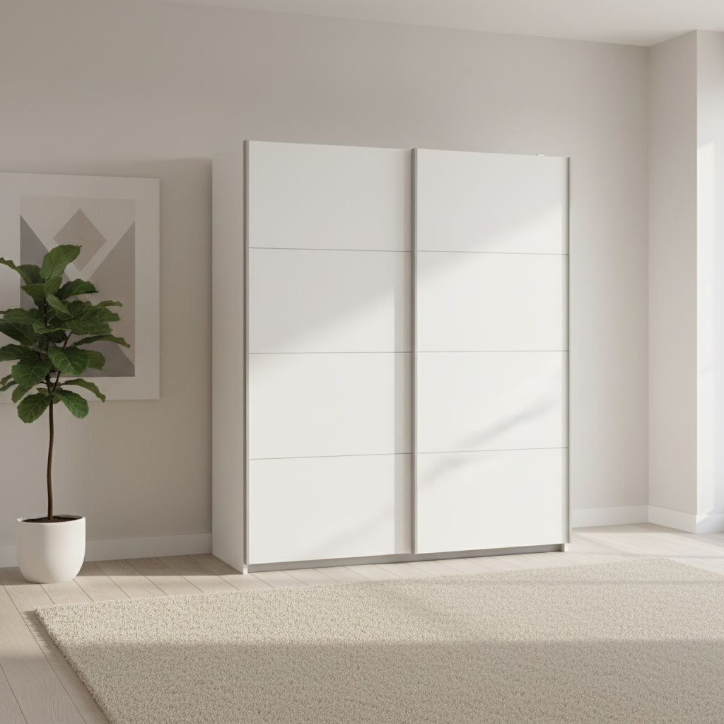 Rauch Impulse 2 Door Sliding Wardrobe 226cm  in White styled in a modern room