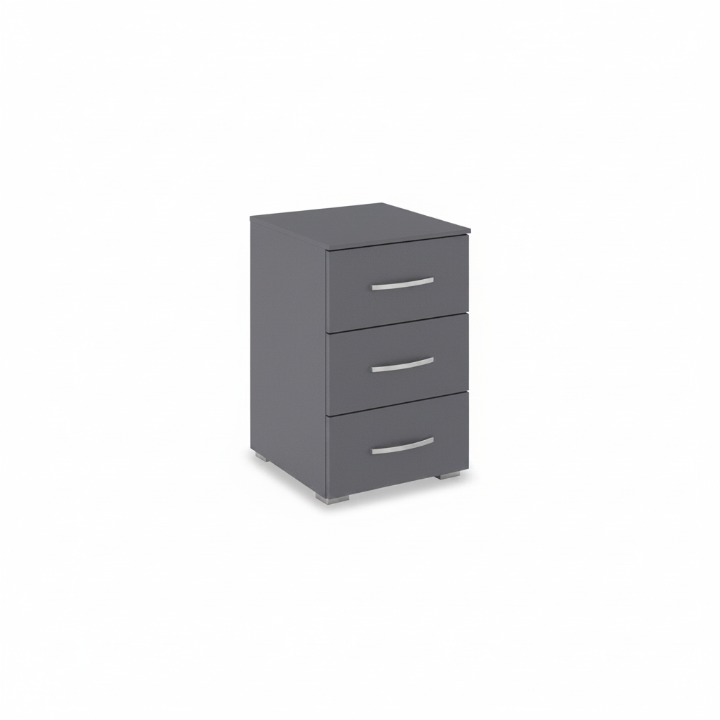 Rauch Impulse 3 Drawer Bedside Table in Metallic Grey