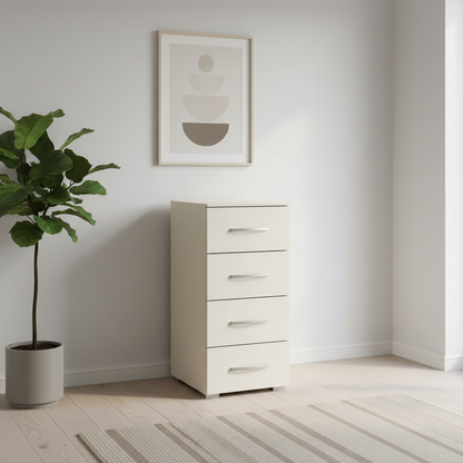 Rauch Impulse 4 Drawer Chest 40cm in Champagne styled in a modern room