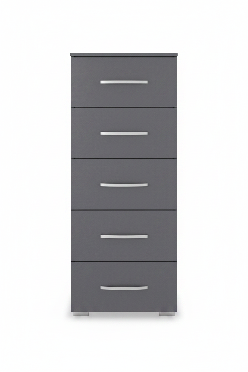 Rauch Impulse 5 Drawer Chest 40cm in Metallic Grey front view 