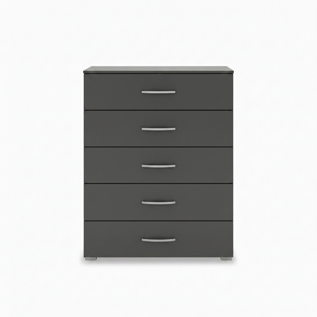 Rauch Impulse 5 Drawer Chest 80cm in Metallic Grey front view