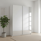 Rauch Impulse Full Mirror 2 Door Sliding Wardrobe in White Carcase styled in a modern room