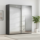 Rauch Impulse Full Mirror 2 Door Sliding Wardrobe 226cm in Metallic Grey Carcase styled in a modern room
