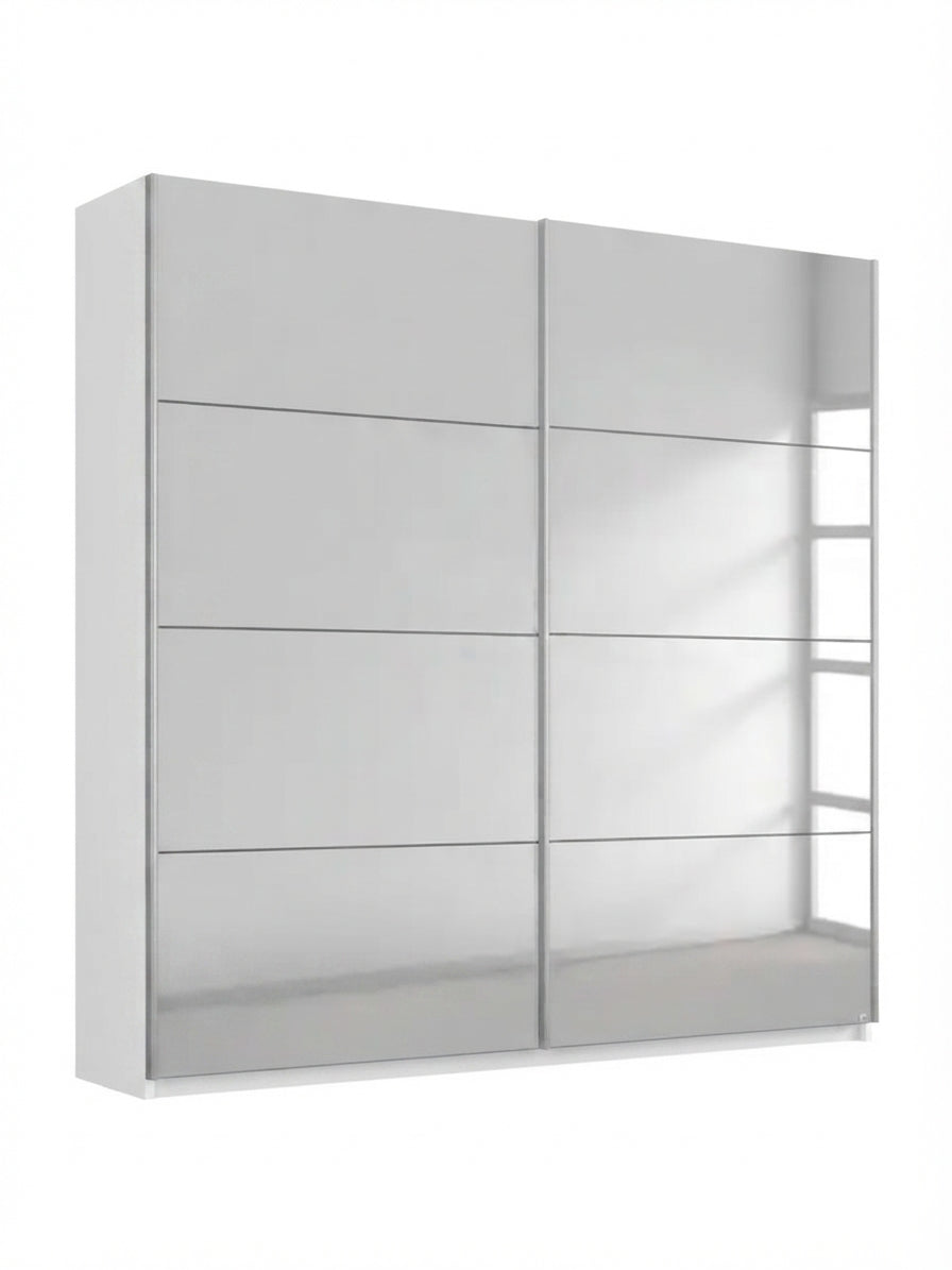 Rauch Impulse Full Mirror 2 Door Sliding Wardrobe 181cm in White Carcase 