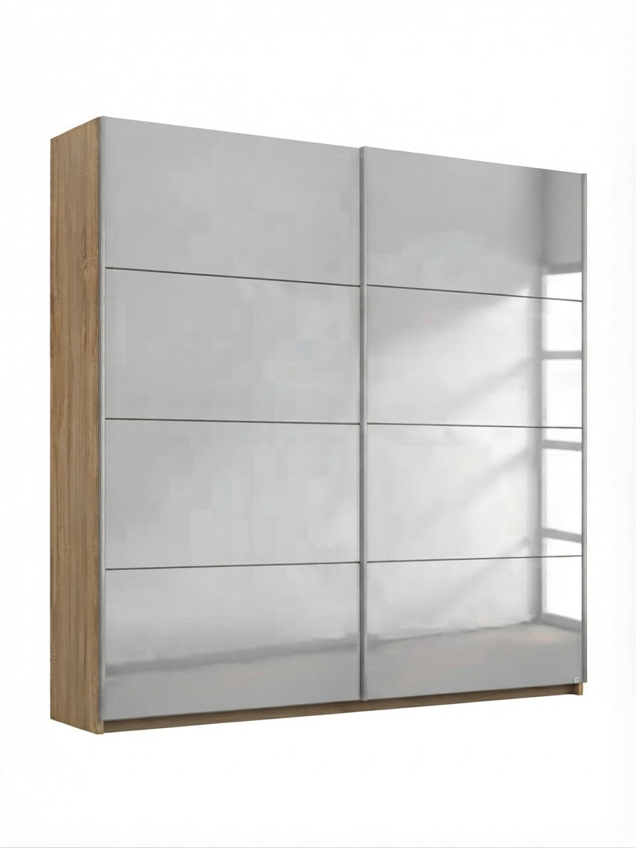 Rauch Impulse Full Mirror 2 Door Sliding Wardrobe 181cm in Oak Carcase 