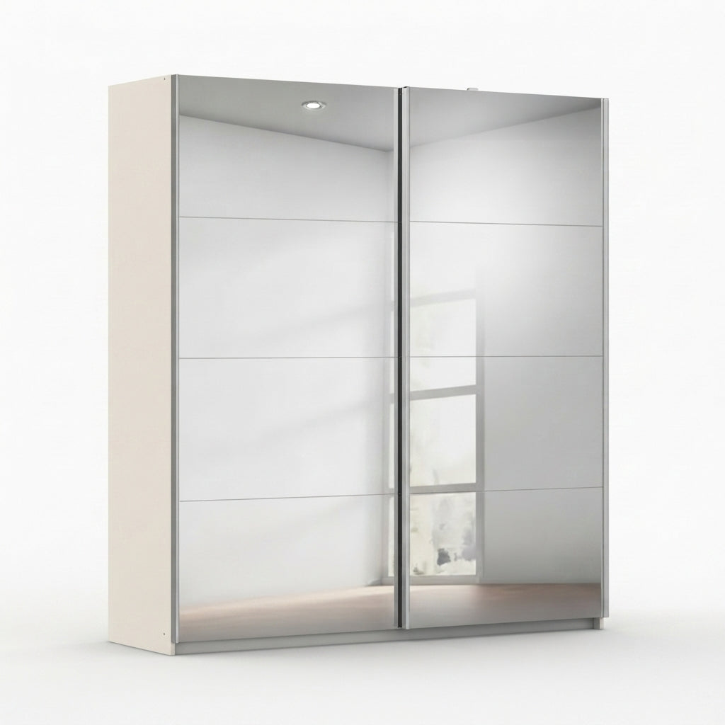Rauch Impulse Full Mirror 2 Door Sliding Wardrobe 226cm in Champagne Carcase 