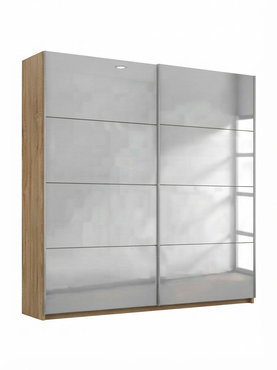 Rauch Impulse Full Mirror 2 Door Sliding Wardrobe 226cm in Oak Carcase 