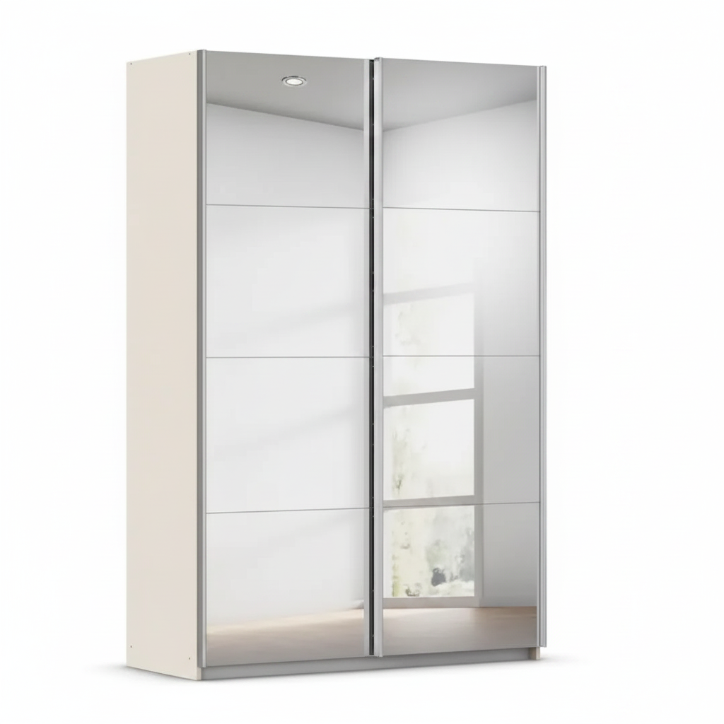 Rauch Impulse Full Mirror 2 Door Sliding Wardrobe in Champagne Carcase 