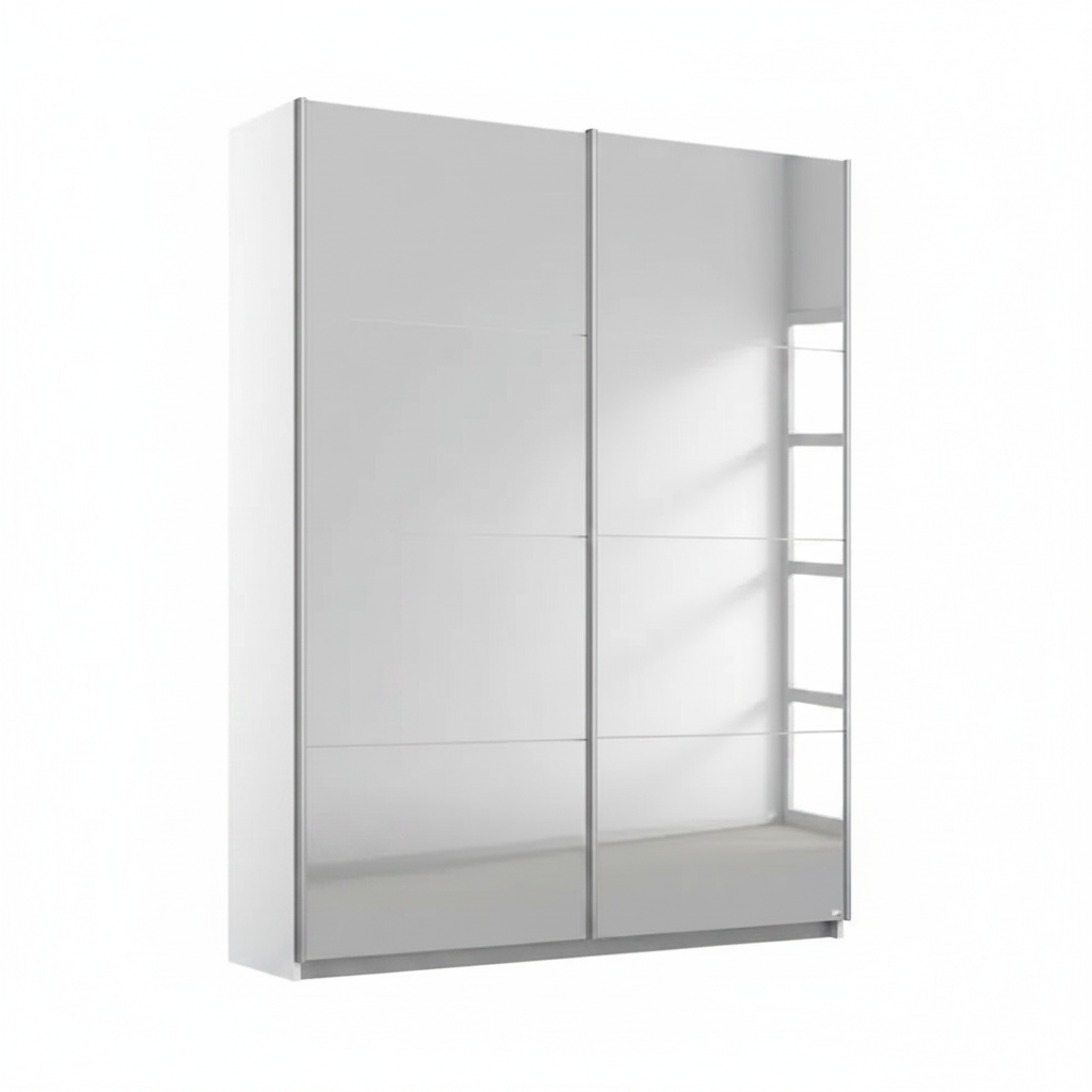 Rauch Impulse Full Mirror 2 Door Sliding Wardrobe in White Carcase 