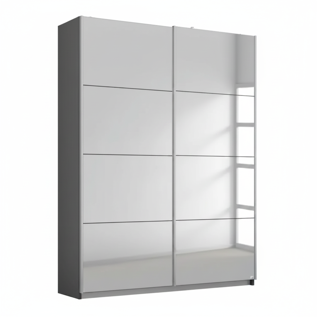 Rauch Impulse Full Mirror 2 Door Sliding Wardrobe in Metallic Grey Carcase 