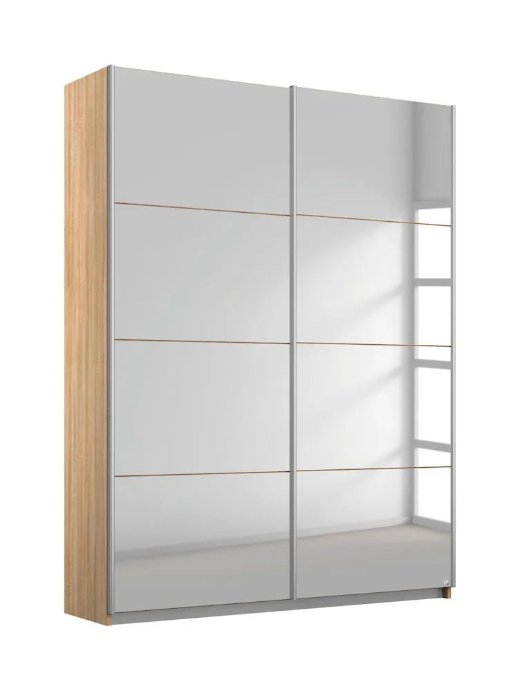 Rauch Impulse Full Mirror 2 Door Sliding Wardrobe in Oak Carcase 