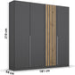 Rauch Lamela 4 door hinged wardrobe in Metallic Grey Dimensions