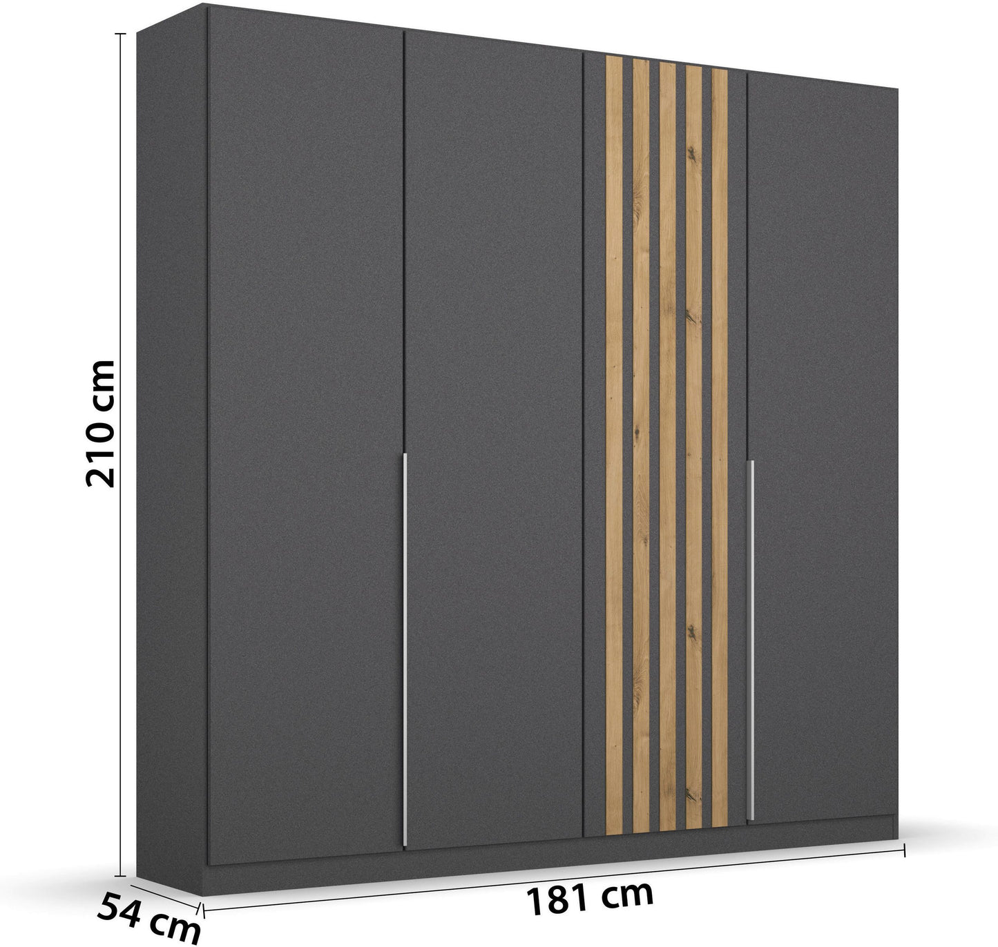 Rauch Lamela 4 door hinged wardrobe in Metallic Grey Dimensions