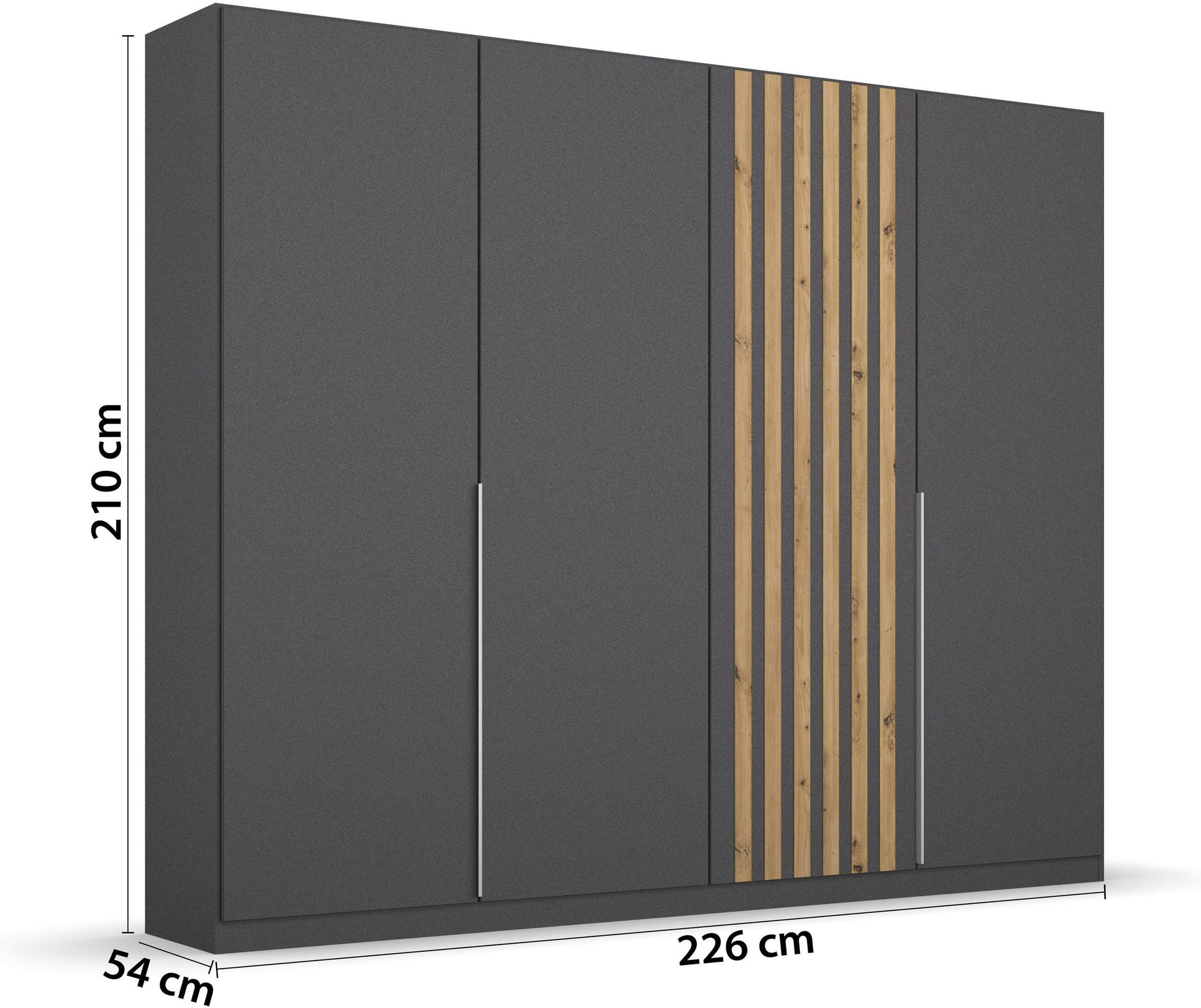 Rauch Lamela 4 door hinged wardrobe in Metallic Grey Dimensions