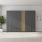 Rauch Lamela 6 door hinged wardrobe in Metallic Grey front view styled in a modern room