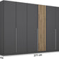 Rauch Lamela 6 door hinged wardrobe in Metallic Grey Dimensions