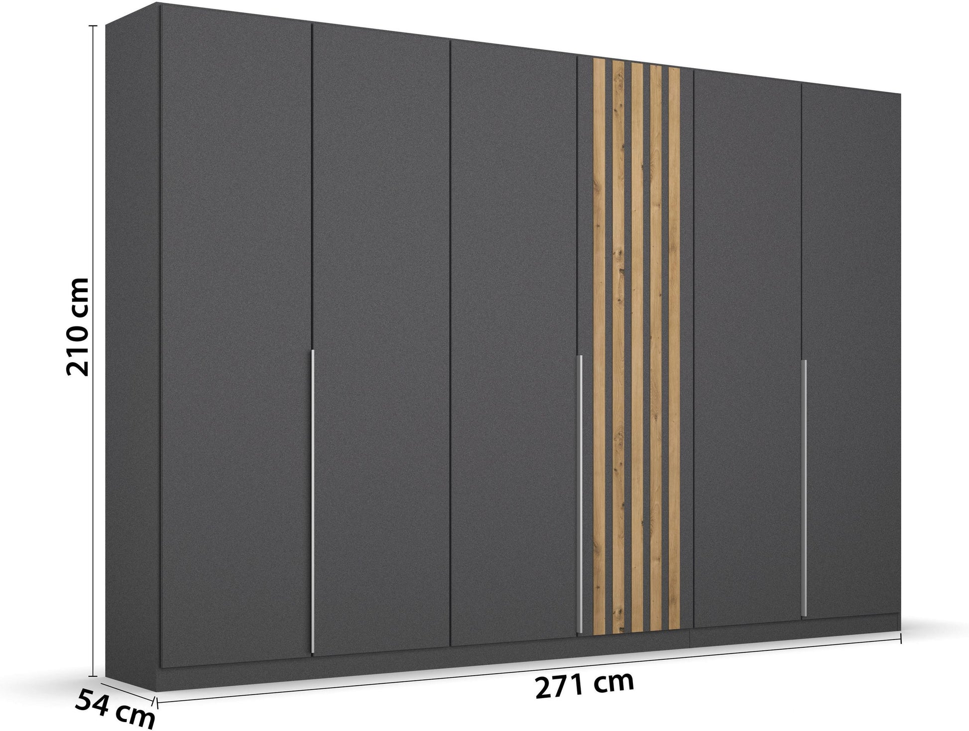 Rauch Lamela 6 door hinged wardrobe in Metallic Grey Dimensions