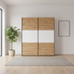 Rauch Neo 2 Door Sliding Wardrobe in Artisan Oak with White Panels Front view styled in a modern room