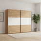 Rauch Neo 2 Door Sliding Wardrobe 218cm in Artisan Oak with White Panels styled in a modern room