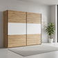 Rauch Neo 2 Door Sliding Wardrobe 261cm in Artisan Oak with White Panels styled in a modern room