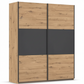 Rauch Neo 2 Door Sliding Wardrobe in Artisan Oak with Metallic Grey Panels 