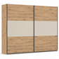 Rauch Neo 2 Door Sliding Wardrobe 261cm in Artisan Oak with Champagne Panels 