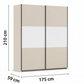 Rauch Neo 2 Door Sliding Wardrobe in Champagne with White Panels Dimensions