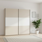 Rauch Neo 2 Door Sliding Wardrobe 218cm in Champagne with White Panels  Styled in a modern room