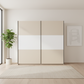 Rauch Neo 2 Door Sliding Wardrobe 218cm in Champagne with White Front view Panels  Styled in a modern room