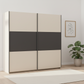 Rauch Neo 2 Door Sliding Wardrobe 218cm in Champagne with Metallic Grey Panels  Styled in a modern room