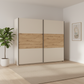 Rauch Neo 2 Door Sliding Wardrobe 261cm in Champagne with Artisan Oak Panels  Styled in a modern room