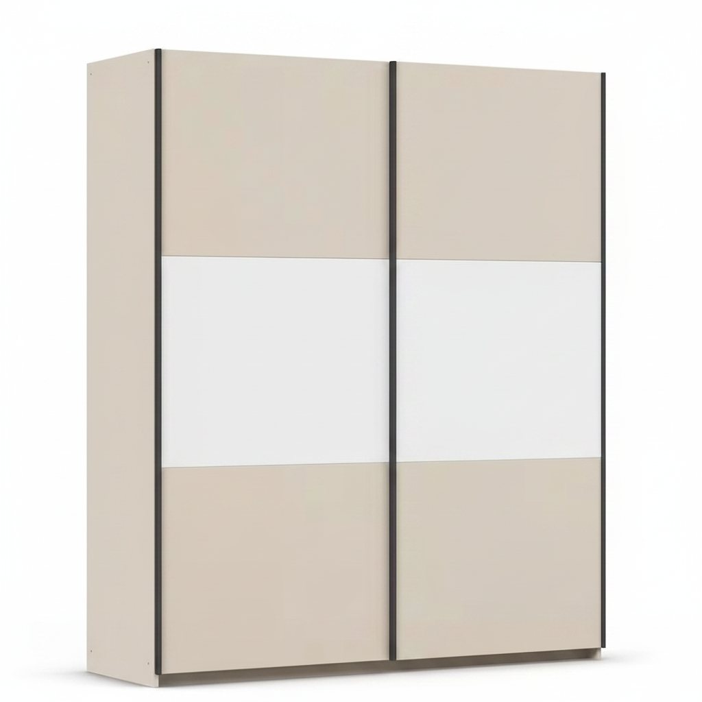 Rauch Neo 2 Door Sliding Wardrobe in Champagne with White Panels