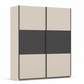 Rauch Neo 2 Door Sliding Wardrobe in Champagne with Metallic Grey