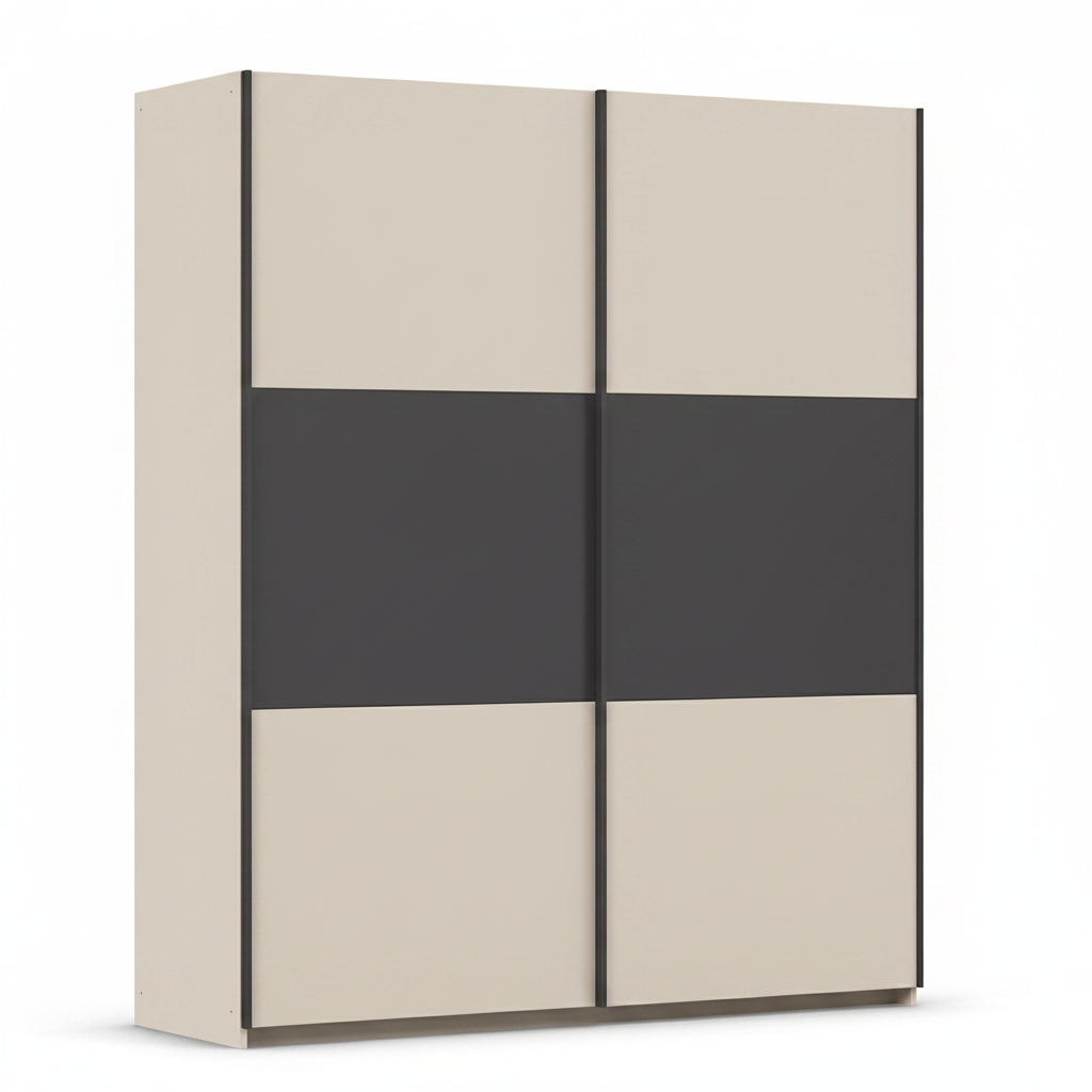 Rauch Neo 2 Door Sliding Wardrobe in Champagne with Metallic Grey